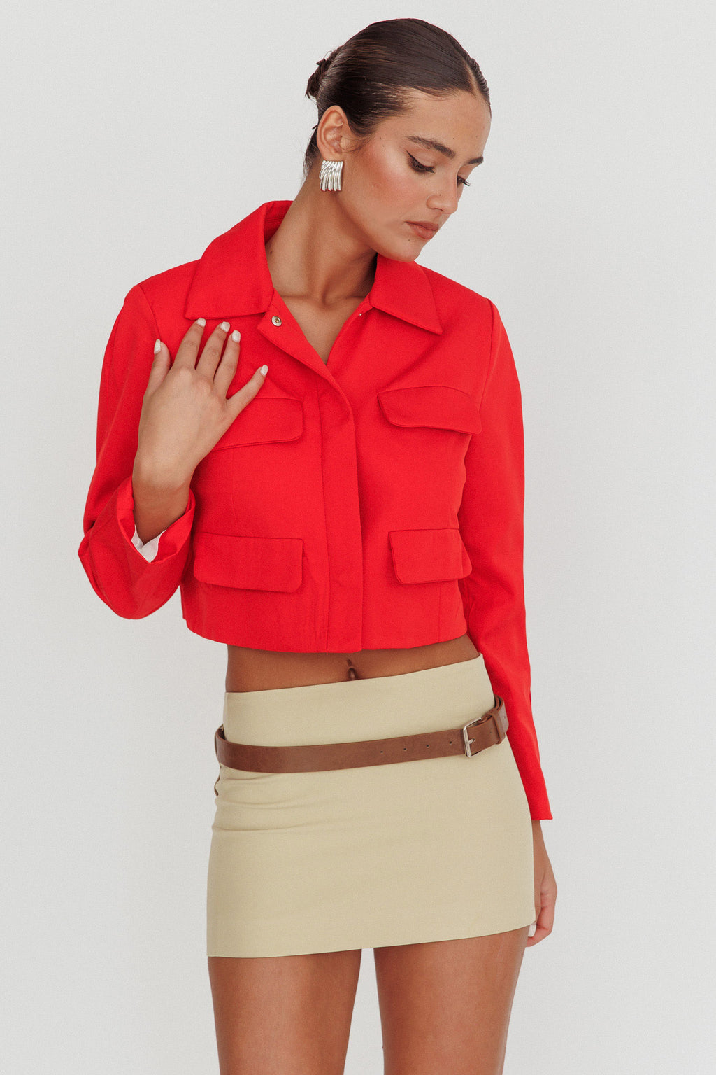 Cinder Crop Jacket Red by Selfie Leslie
