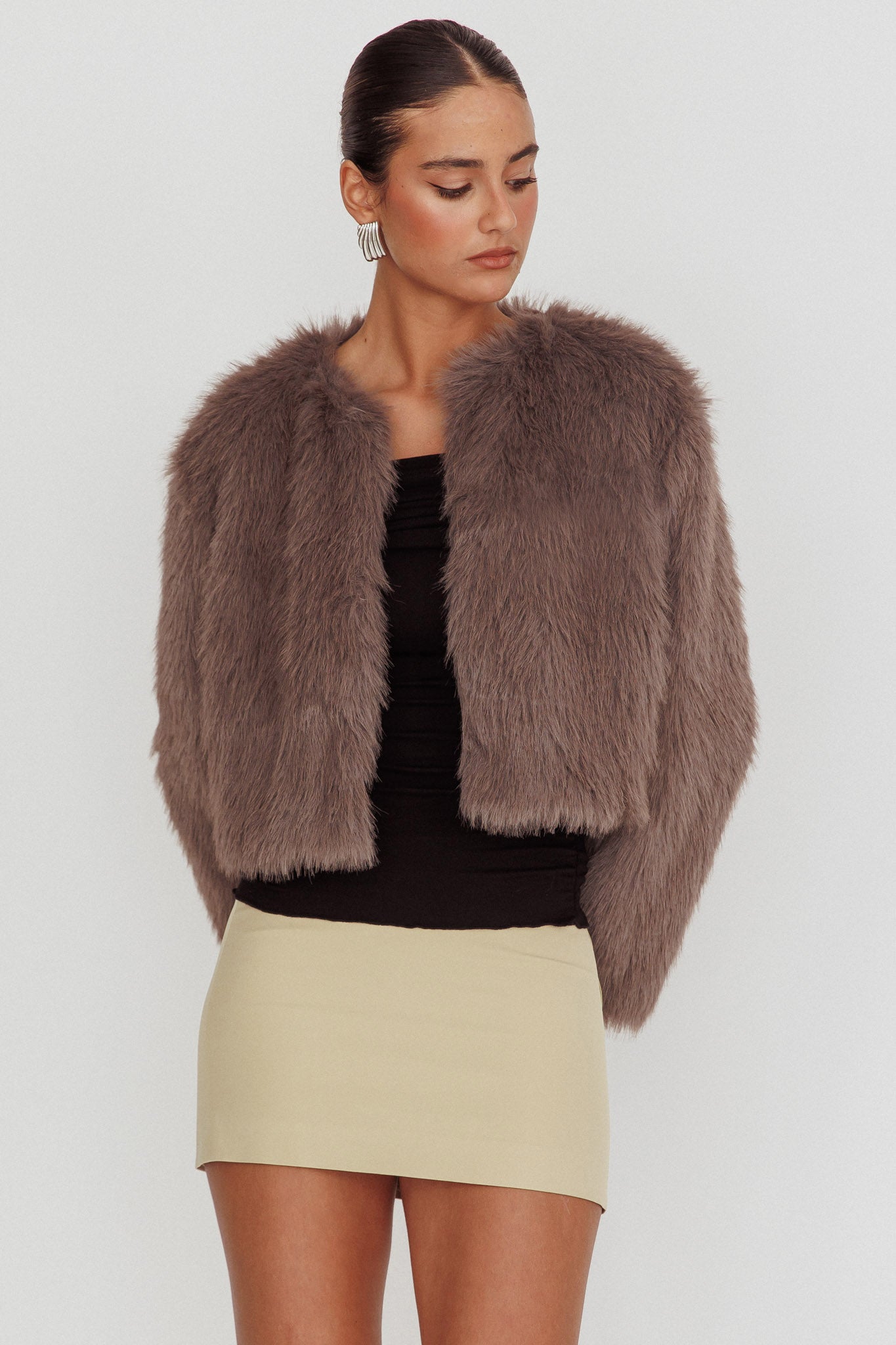 Snow Bunny Faux Fur Jacket Grey | Selfie Leslie