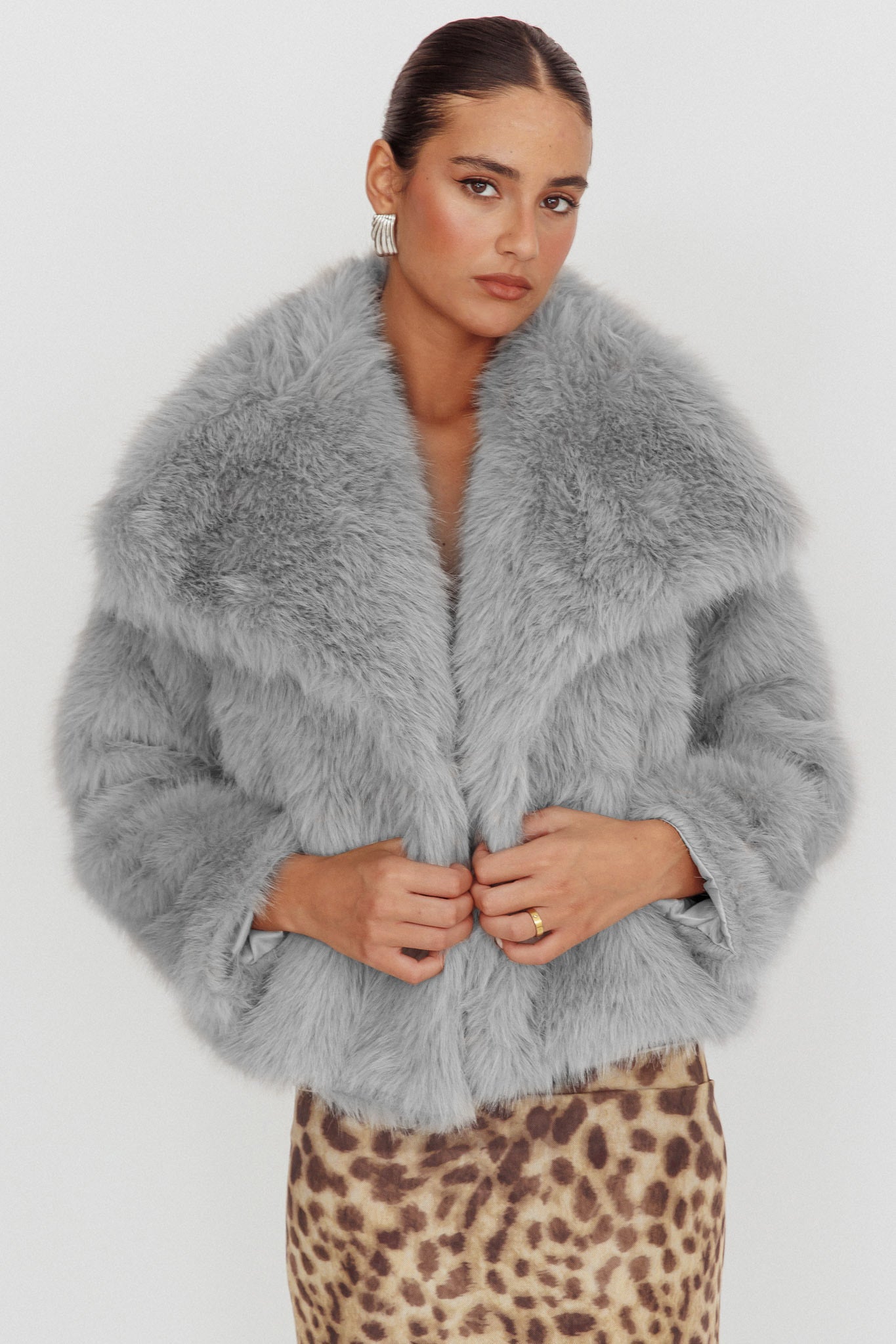 Shop the Copenhagen Oversized Lapel Fur Jacket Cream