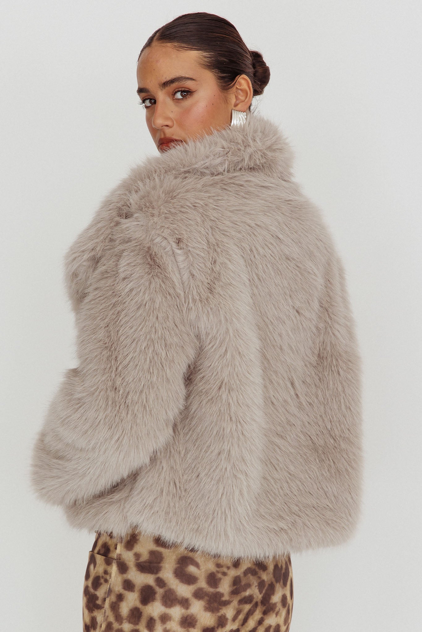 Shop the Copenhagen Oversized Lapel Fur Jacket Cream