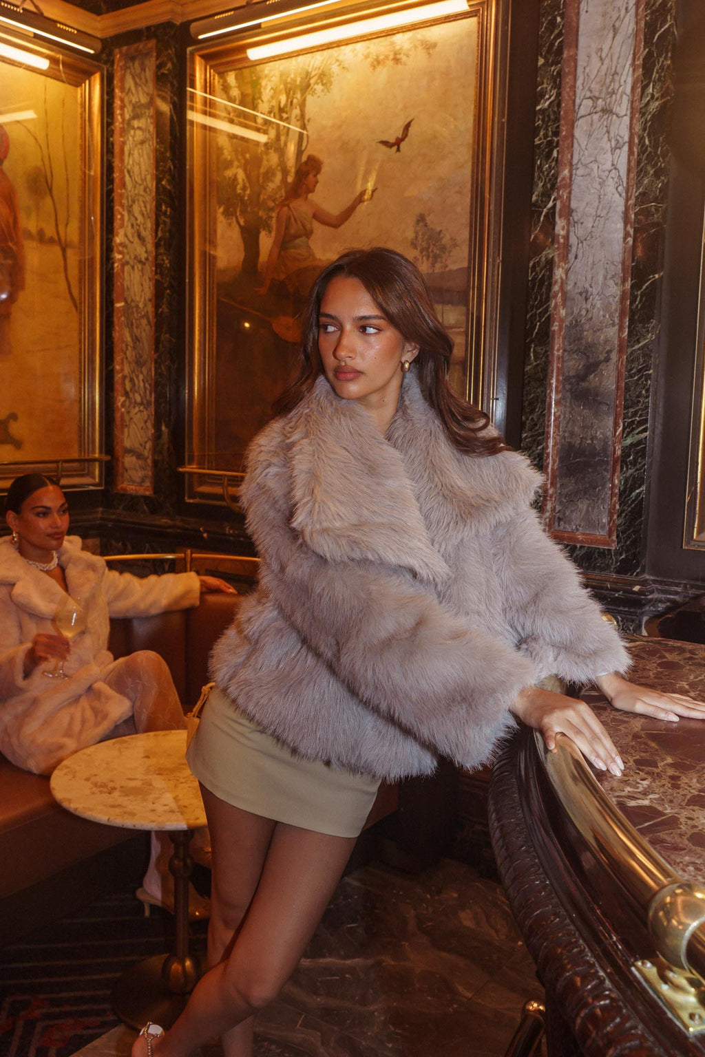 Copenhagen Oversized Lapel Fur Jacket Cream by Selfie Leslie