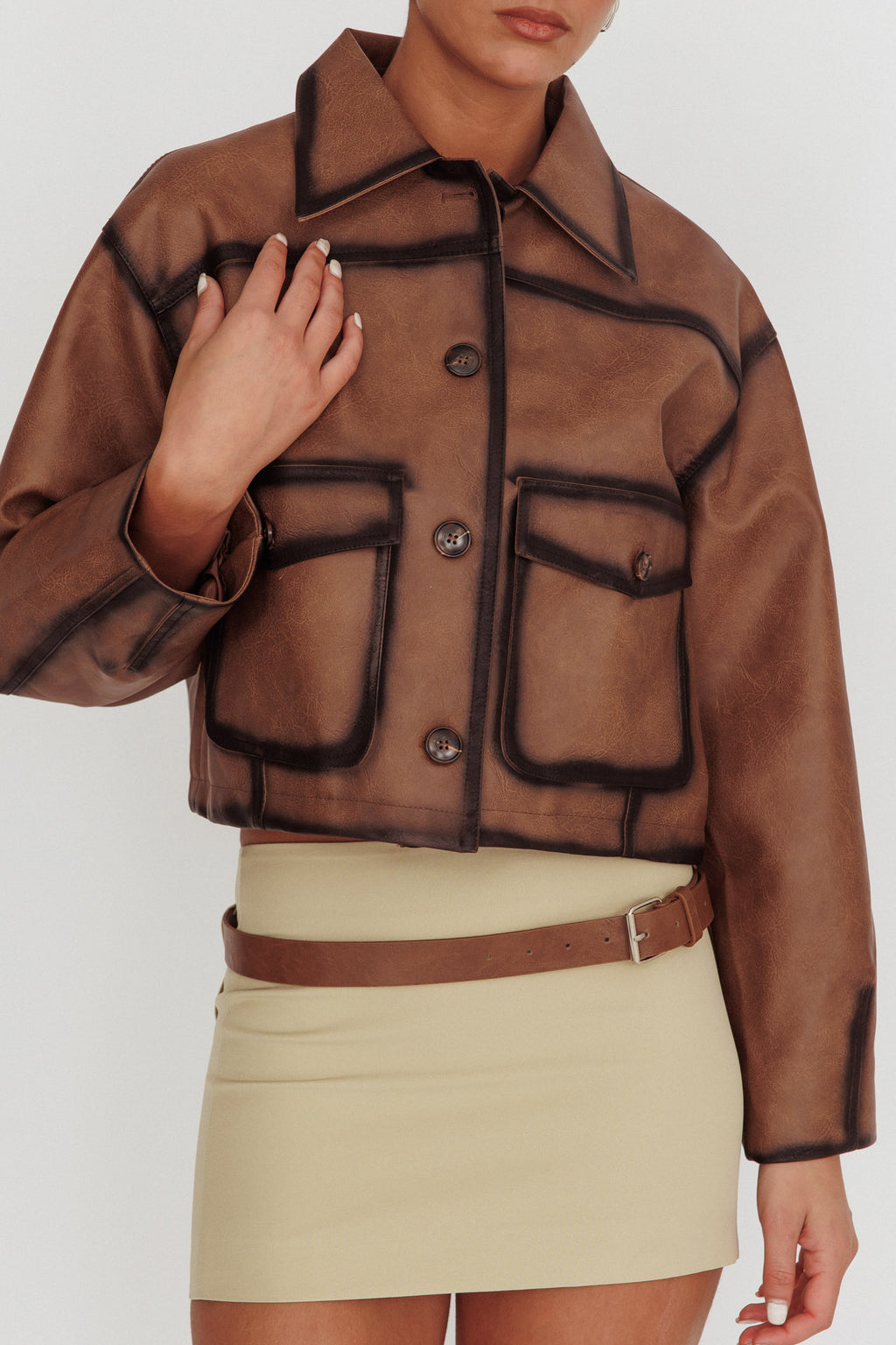 December Front Pocket Jacket Brown by Selfie Leslie