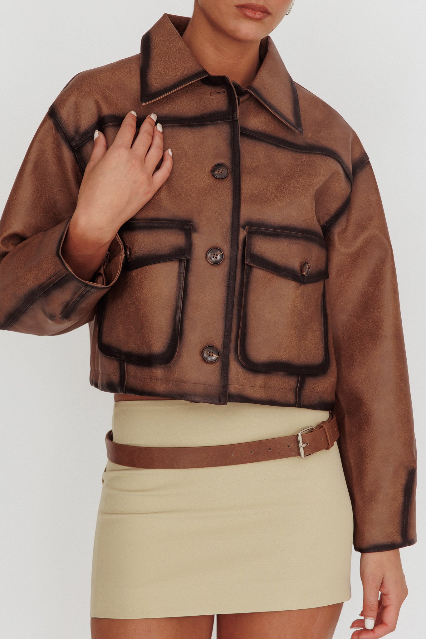 December Front Pocket Jacket Brown by Selfie Leslie