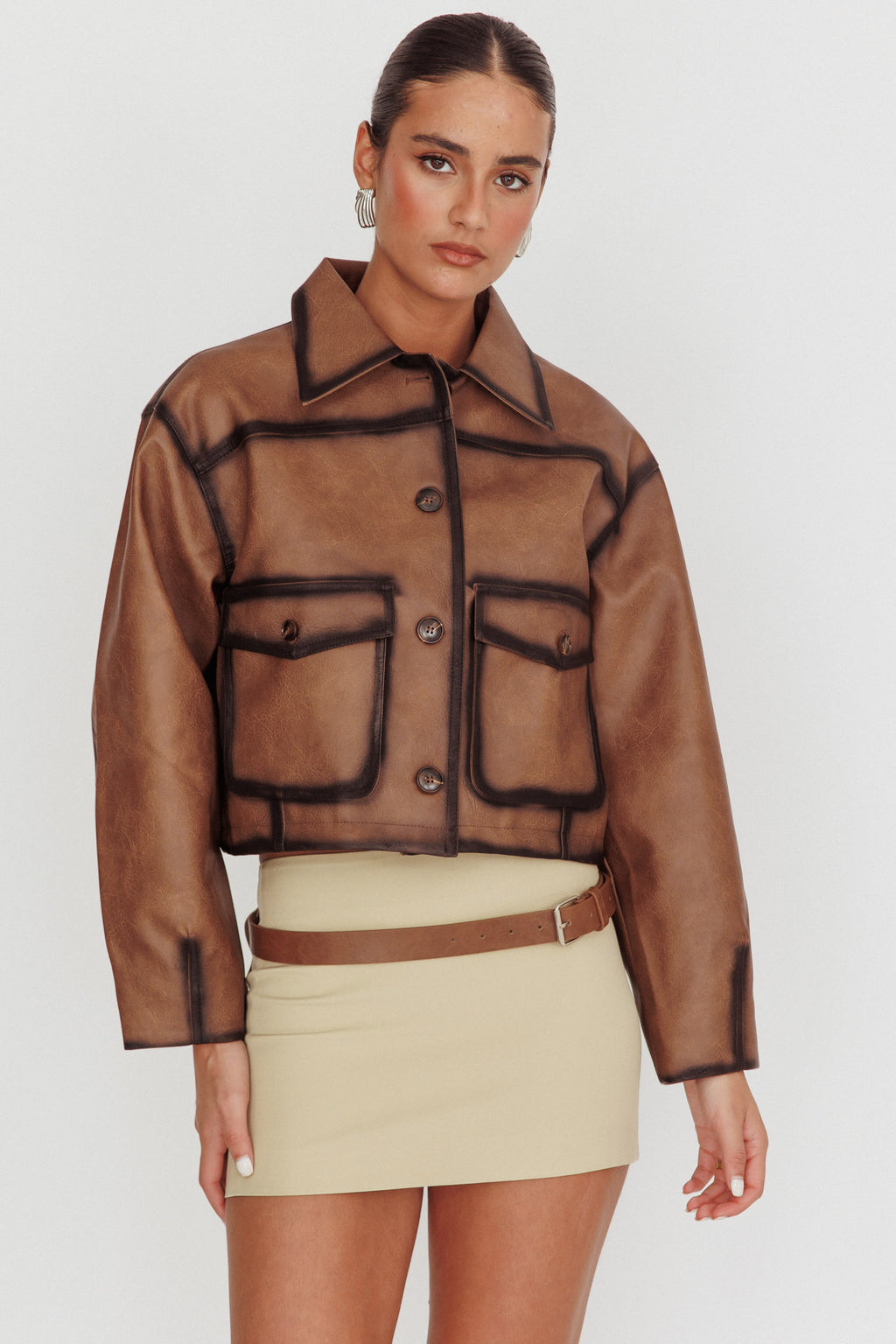 December Front Pocket Jacket Brown by Selfie Leslie