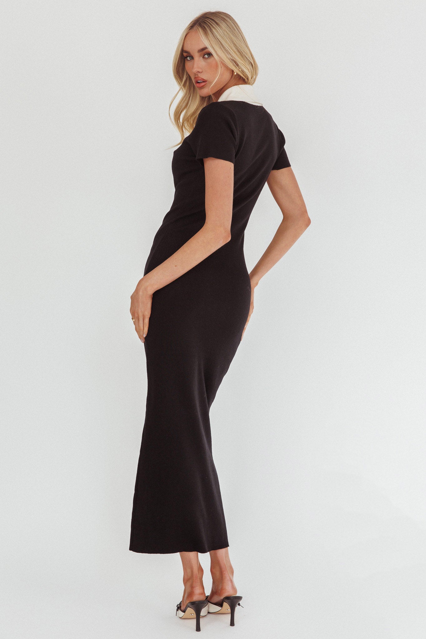 Jessa Mae Button Neckline Knit Maxi Dress Black Jessa Mae Button Neckline Knit Maxi Dress Black