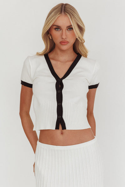 Shop the Yaeli Button-Up Knit Top White Shop the Yaeli Button-Up Knit Top White