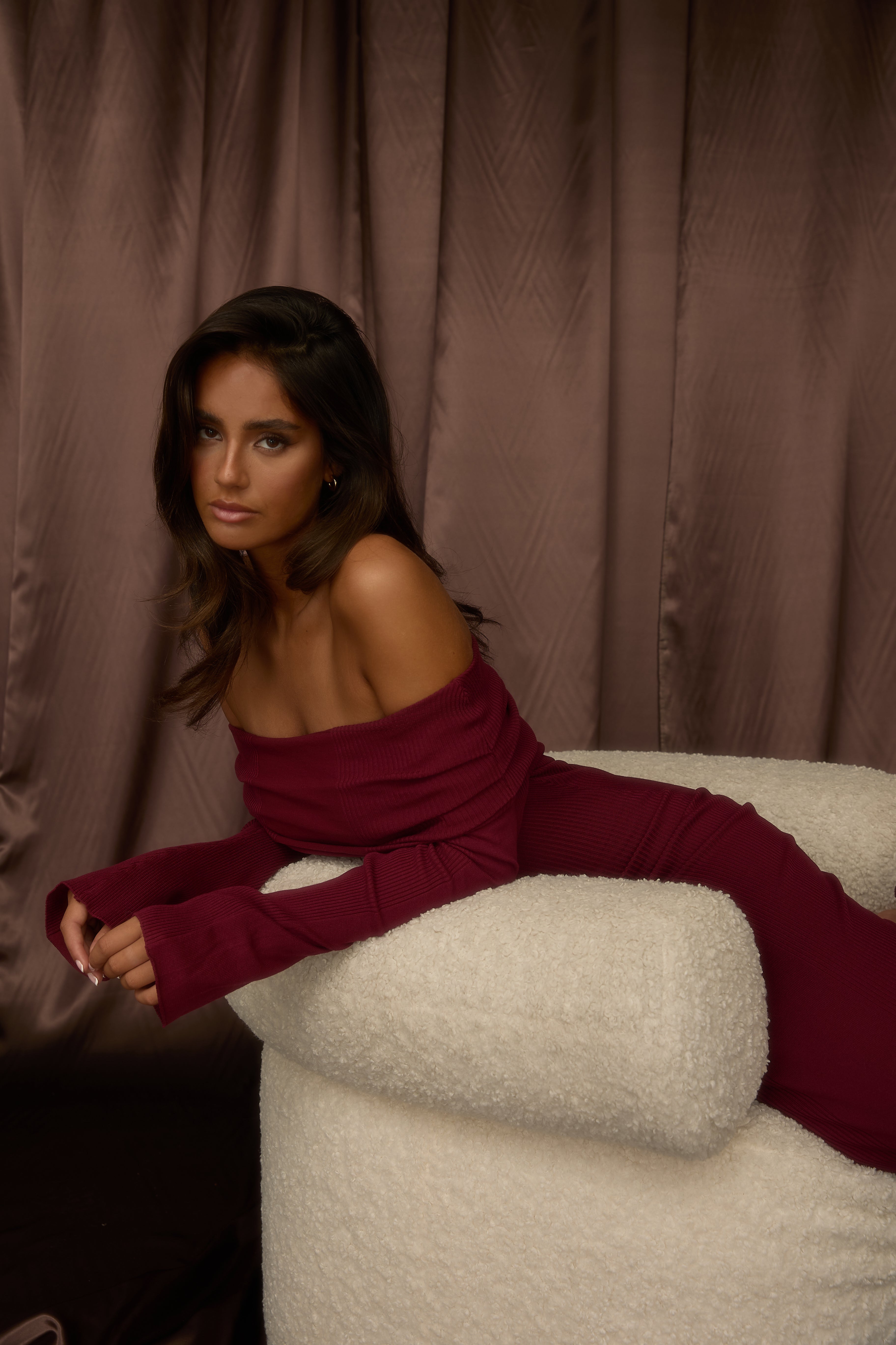 off shoulder ribbed maxi dress Cozy Ribbed Fold Over Off The Shoulder Maxi Sweater Dress