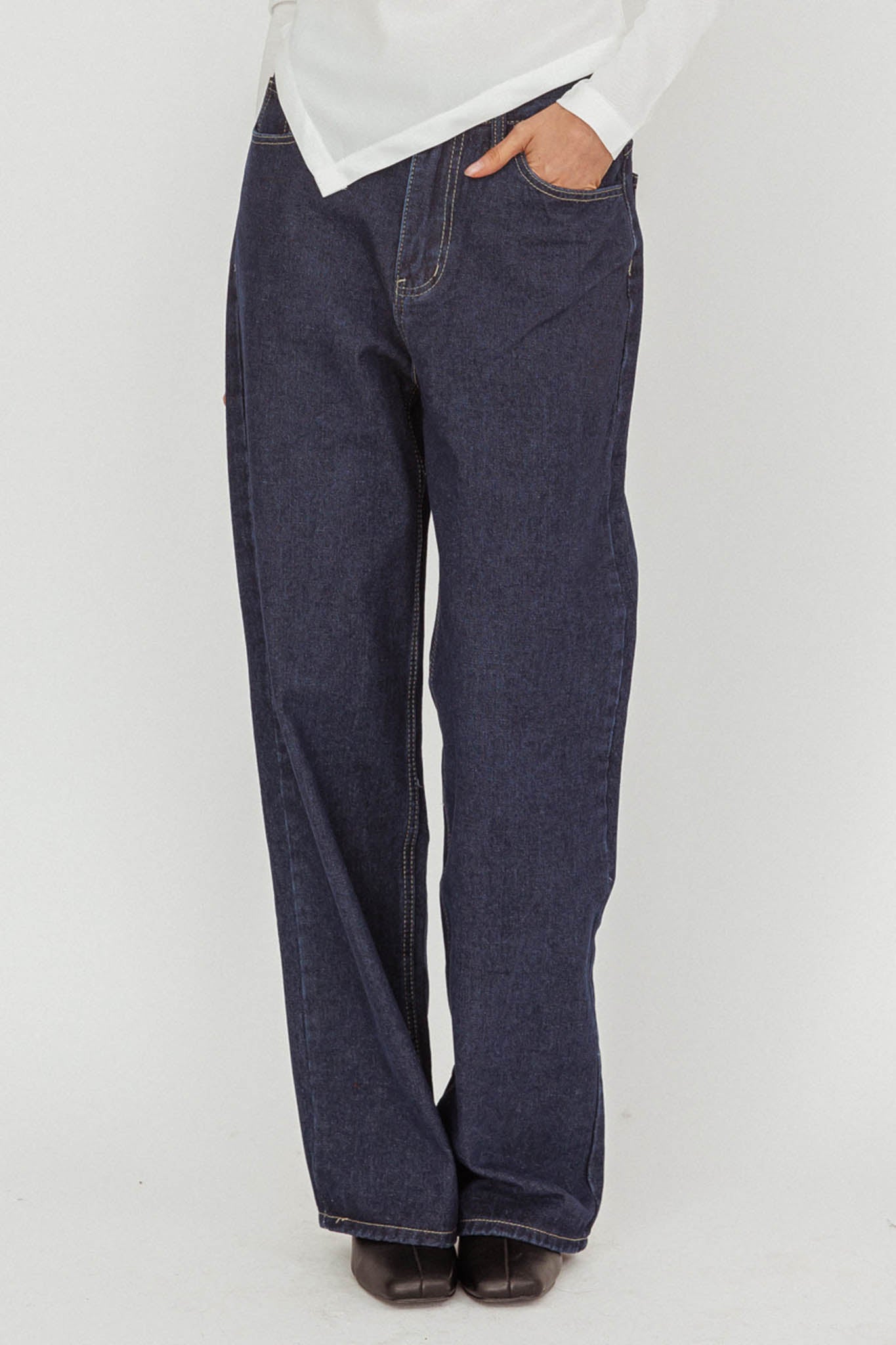 Belisse Straight Leg Pants Denim Blue by Selfie Leslie