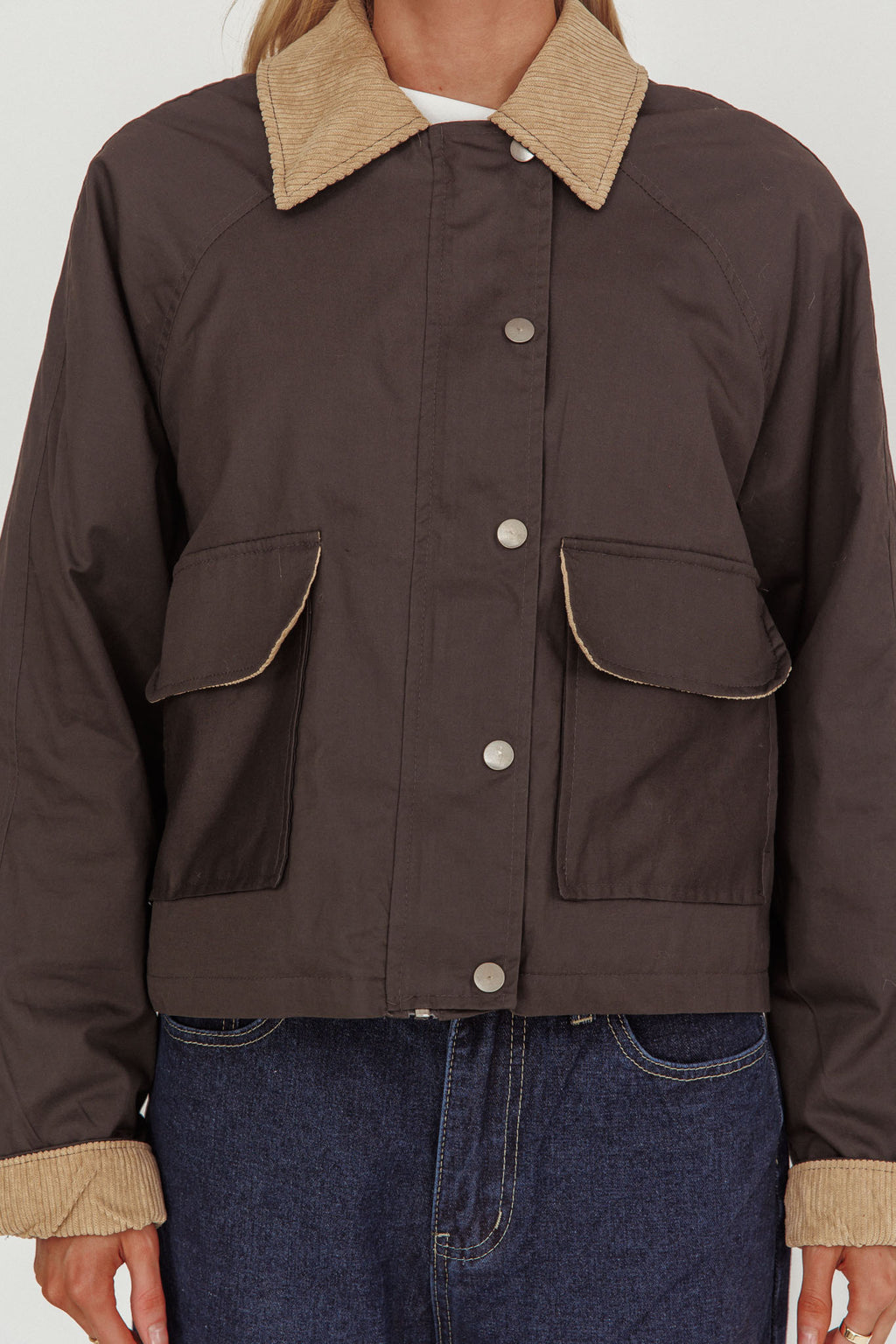 Halona Snap Button Pocket Jacket Charcoal by Selfie Leslie