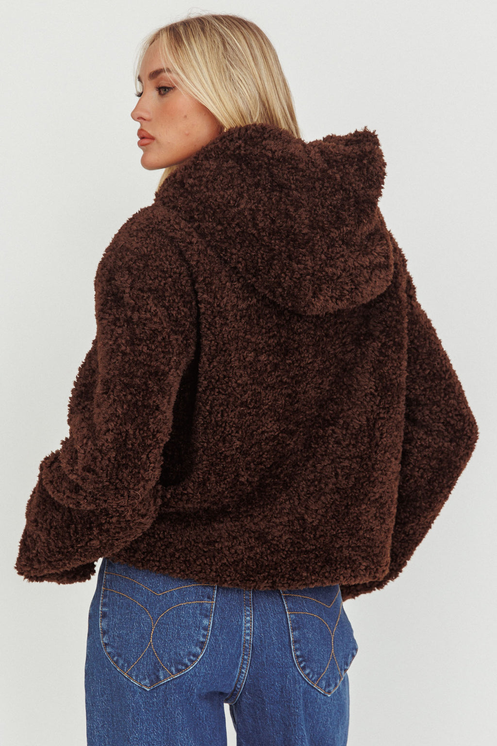 Elaris Hooded Toggle Jacket Brown by Selfie Leslie
