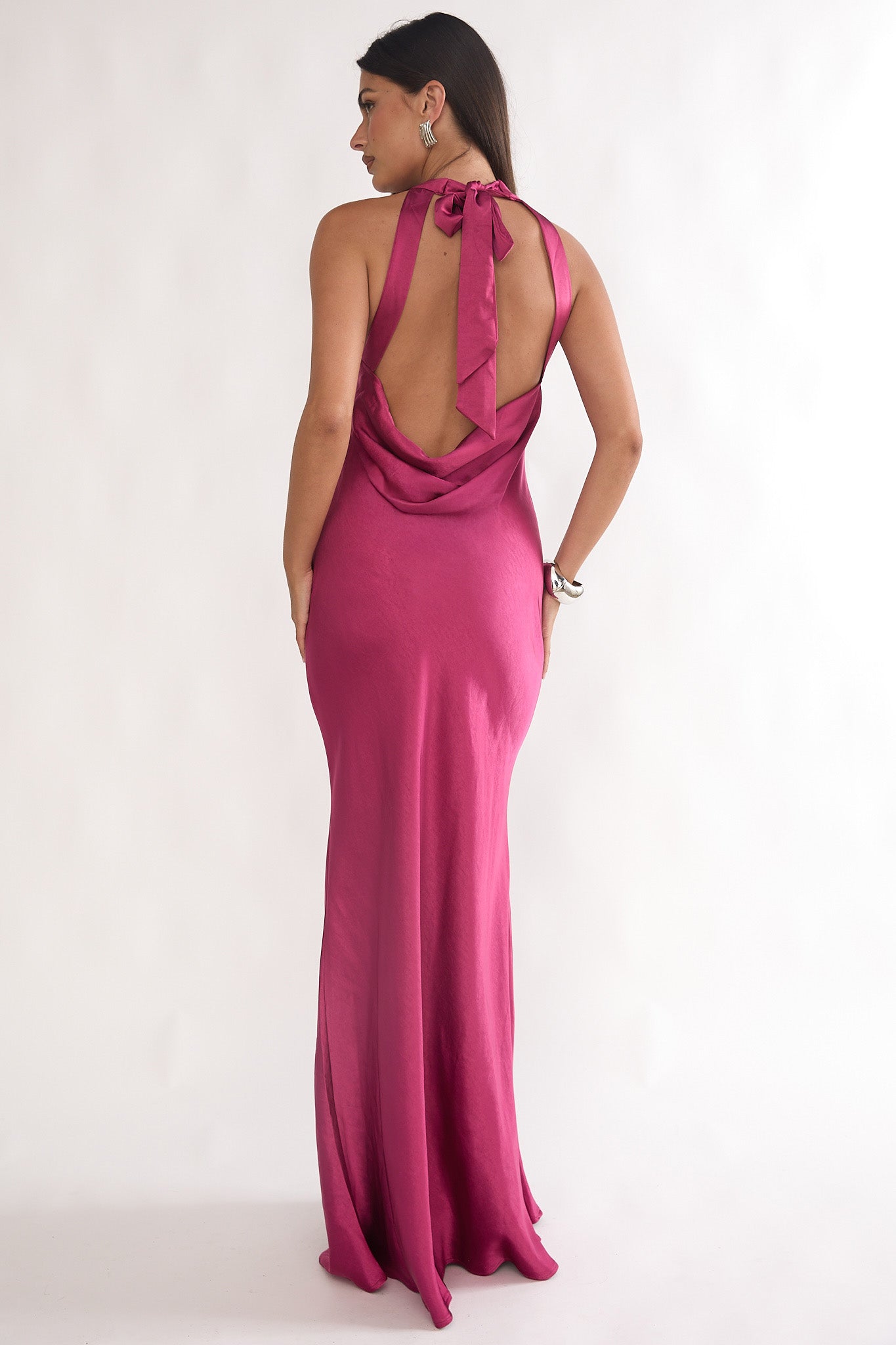 Saphirra Open Cowl Back Maxi Dress Berry– Selfie Leslie