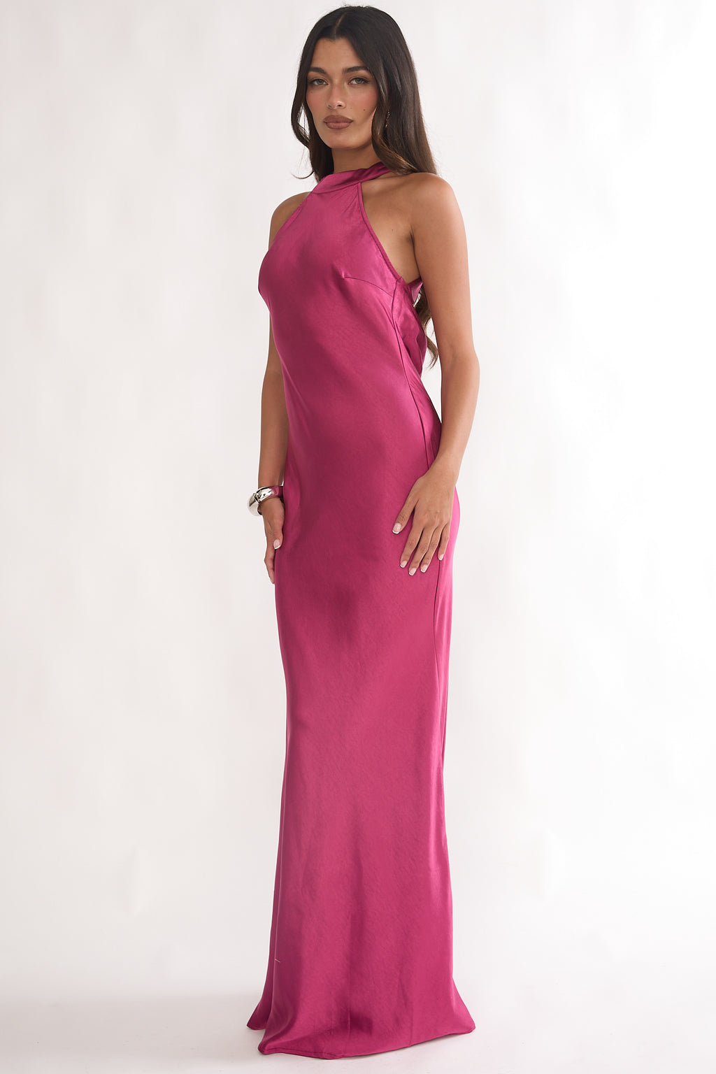 Saphirra Open Cowl Back Maxi Dress Berry– Selfie Leslie