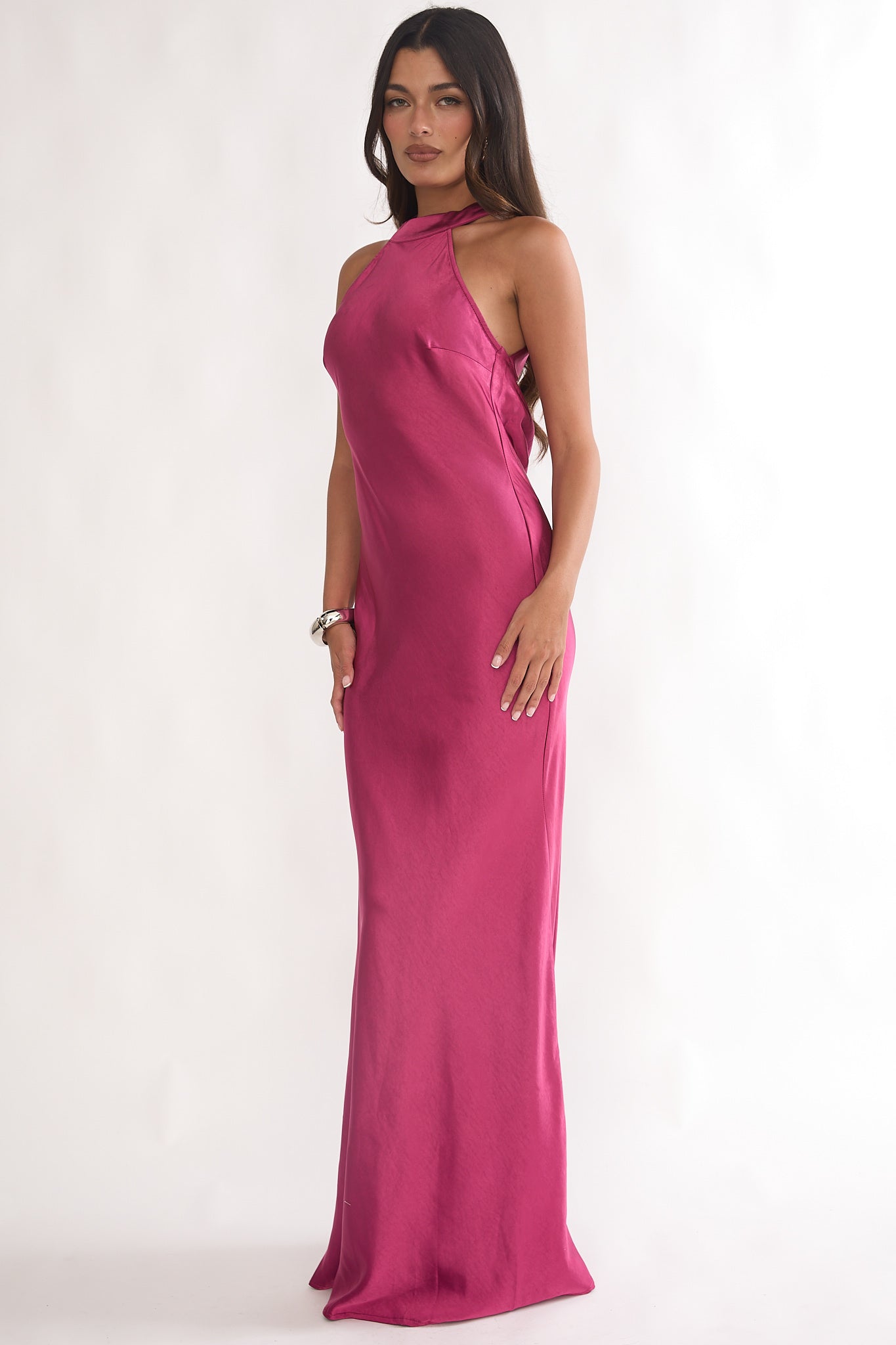 Saphirra Open Cowl Back Maxi Dress Berry– Selfie Leslie