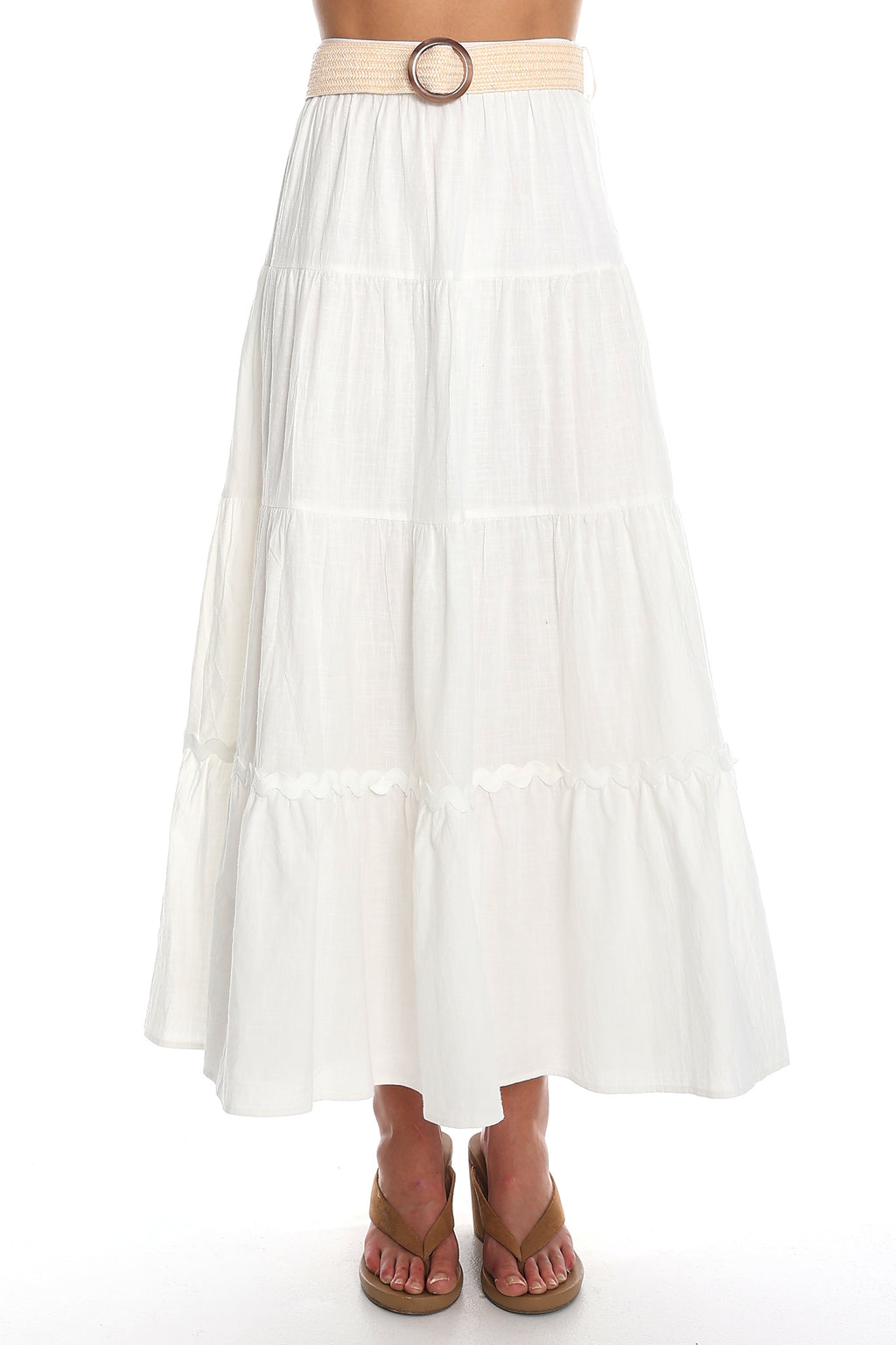 Meadow Grove Tiered Maxi Skirt White