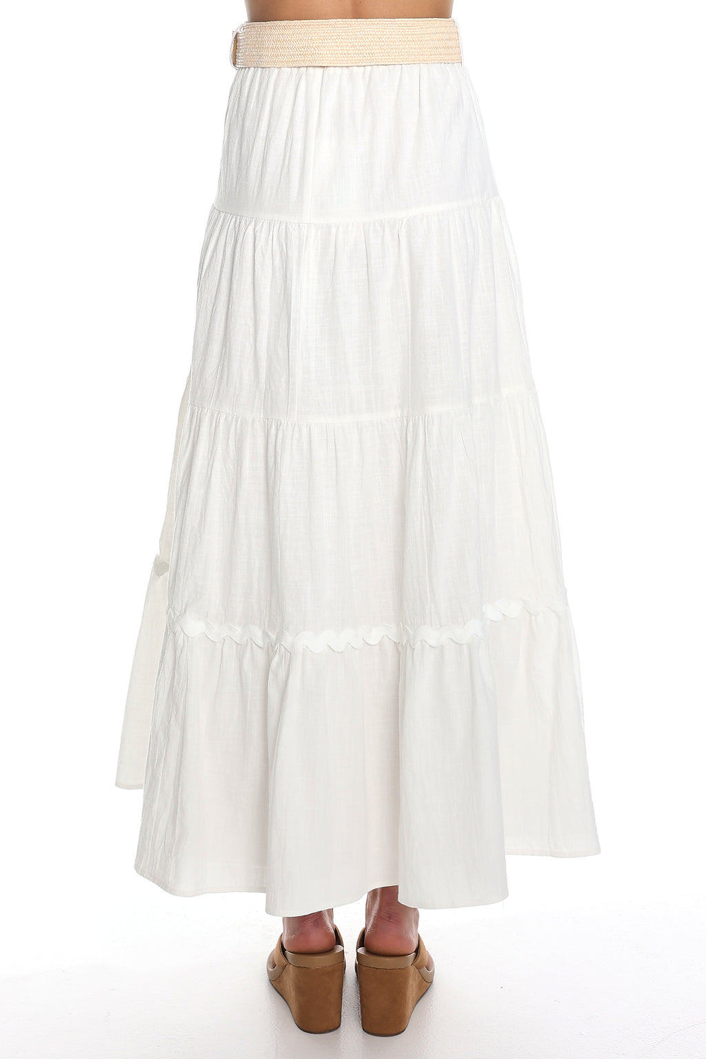 Meadow Grove Tiered Maxi Skirt White
