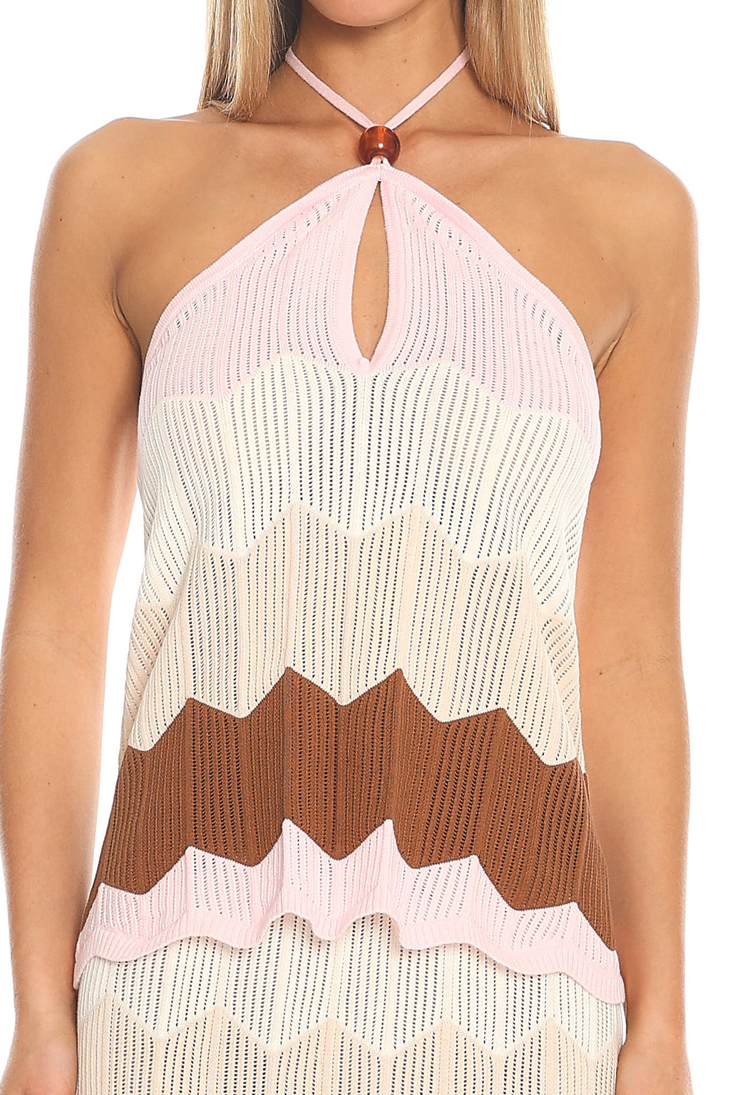 Melt Into You Chevron Knit Maxi Skirt Cream