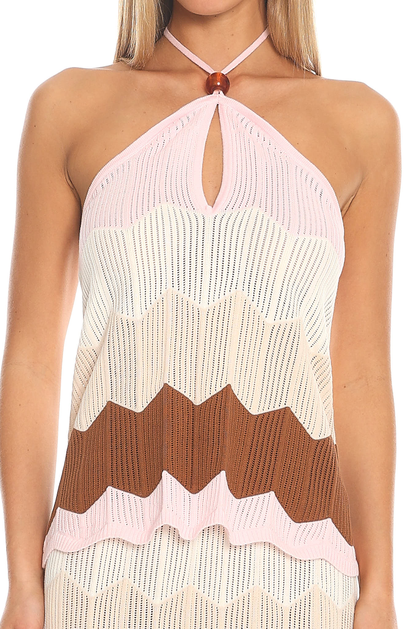 Melt Into You Chevron Knit Maxi Skirt Cream