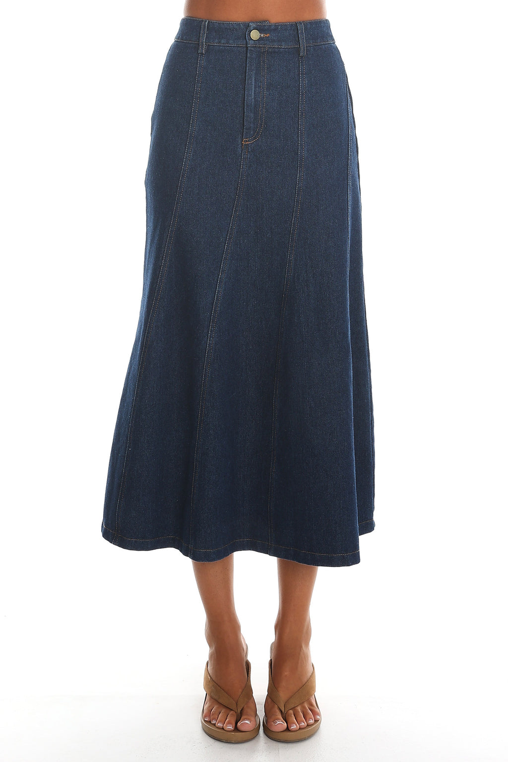 Wildwood Panelled Denim Midi Skirt Indigo