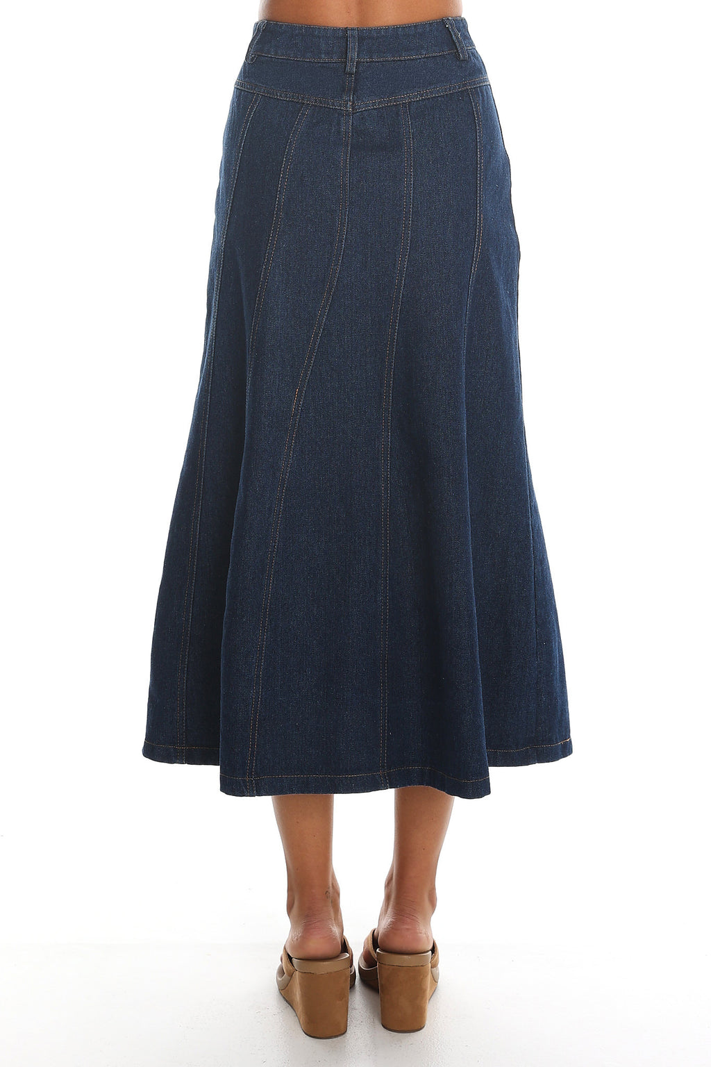 Wildwood Panelled Denim Midi Skirt Indigo