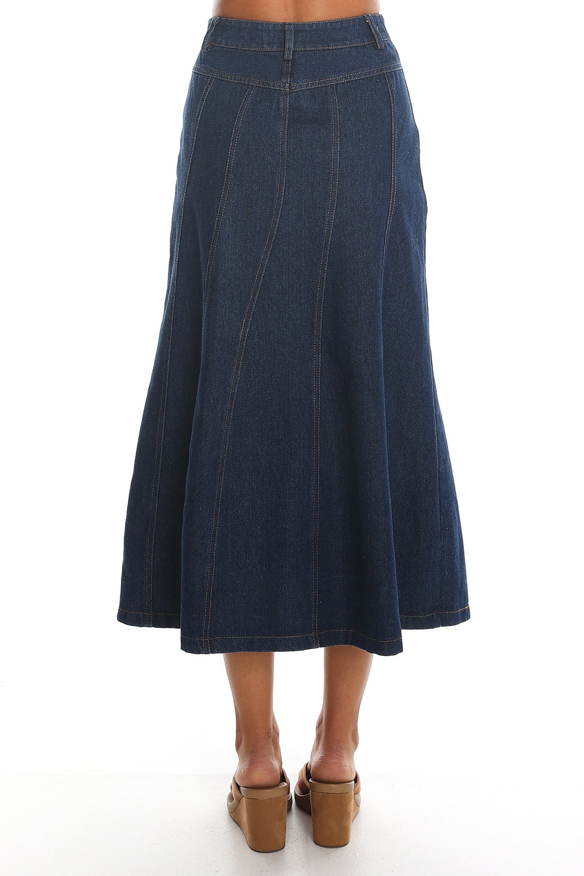 Wildwood Panelled Denim Midi Skirt Indigo