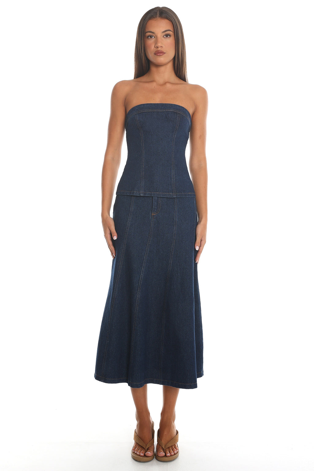 Wildwood Strapless Denim Corset Top Indigo