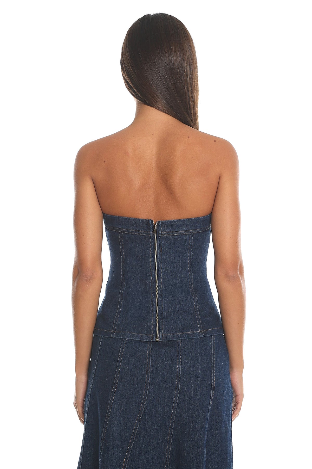 Wildwood Strapless Denim Corset Top Indigo