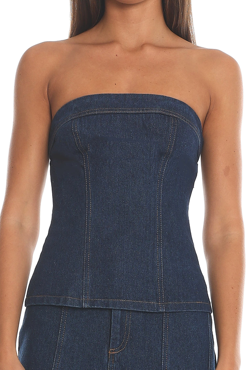Wildwood Strapless Denim Corset Top Indigo