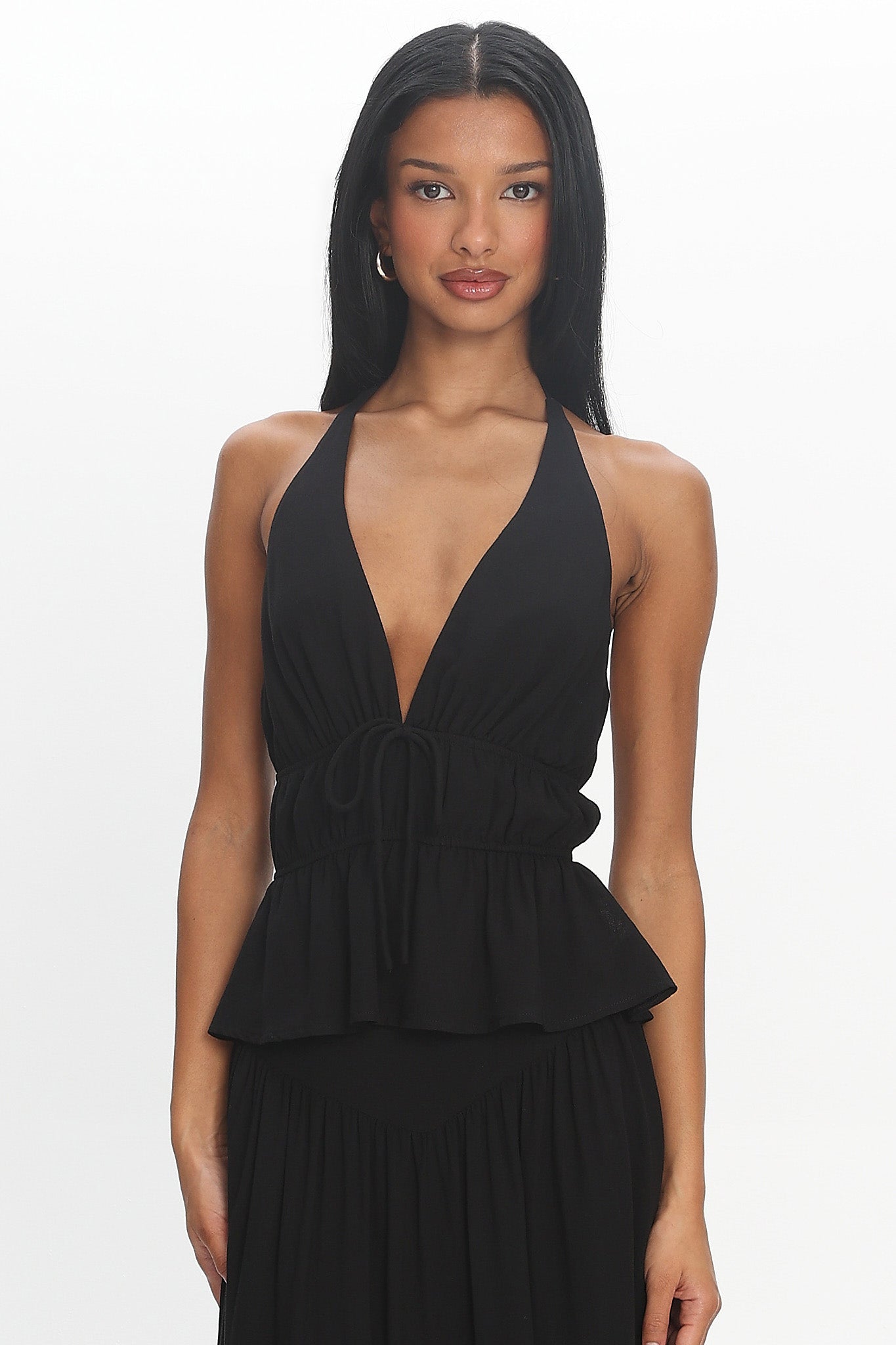 Underground Peplum Halter Top Black