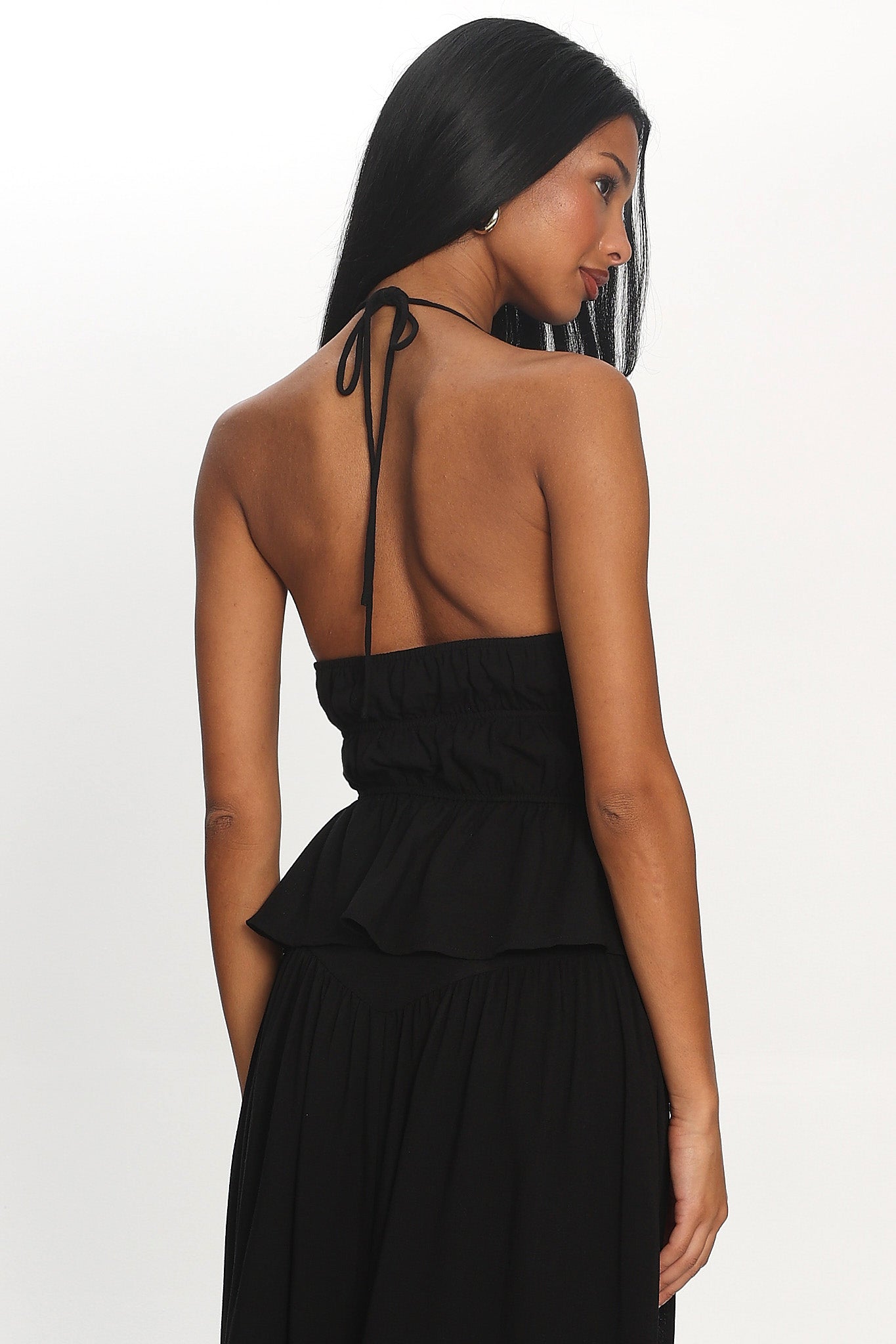 Underground Peplum Halter Top Black