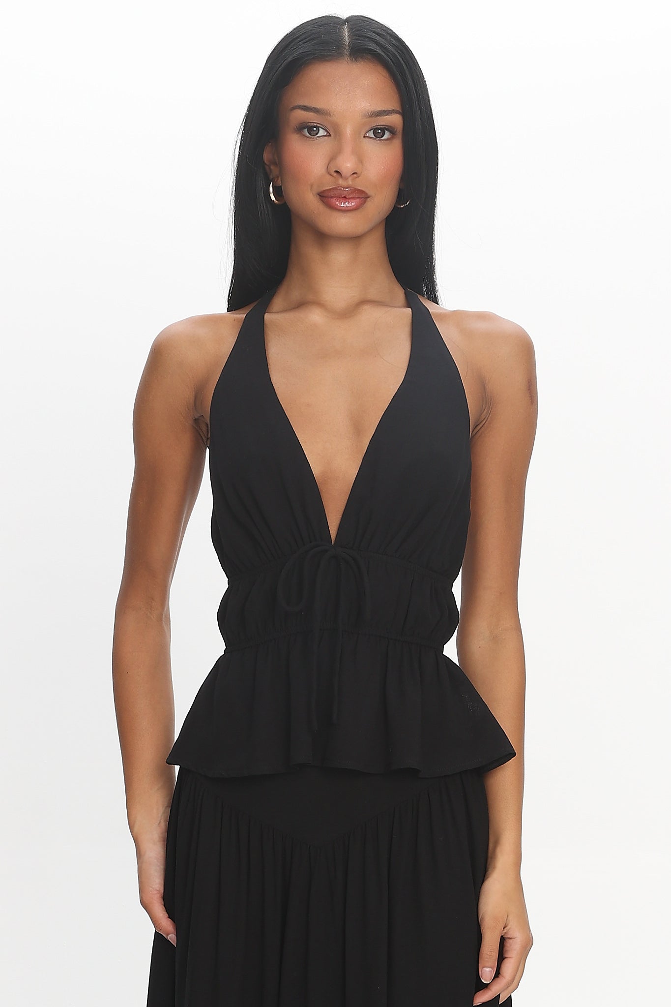 Underground Peplum Halter Top Black