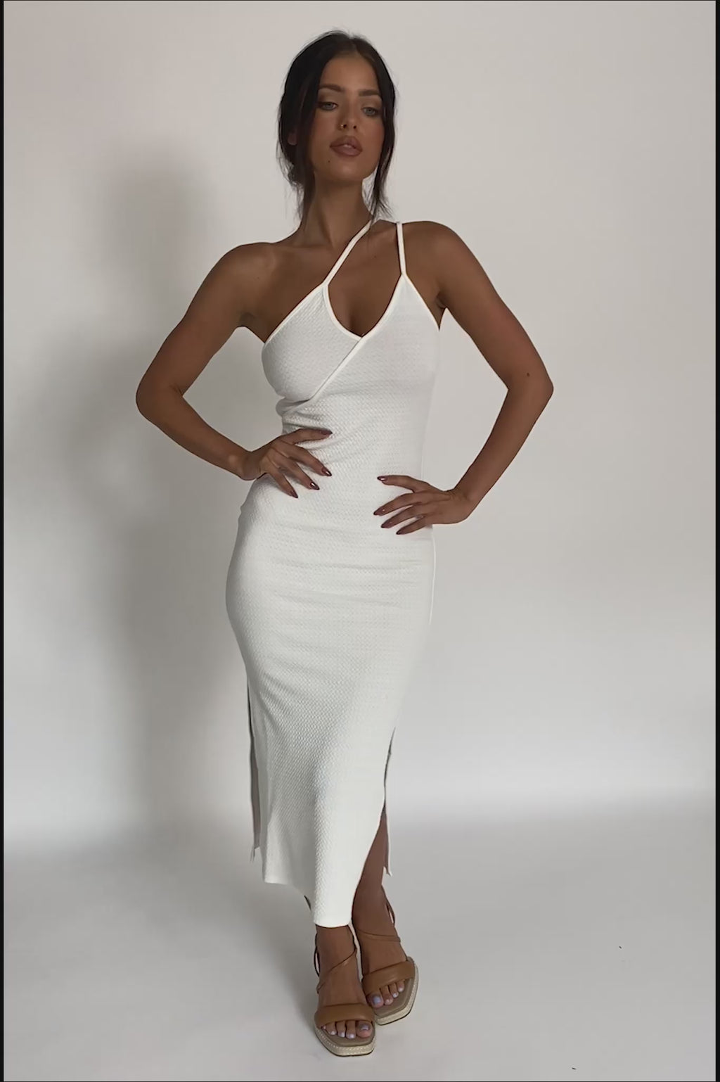 Planets Align Double Strap Midi Dress White