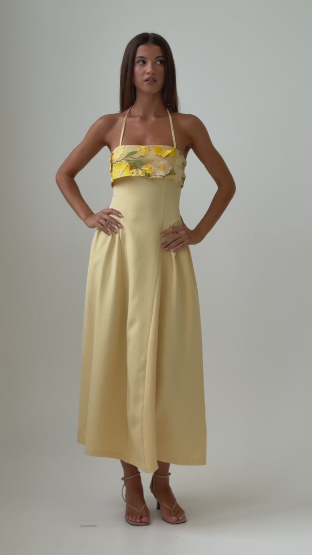 Sunbeam Kiss Foldover Floral Bust Maxi Dress Butter