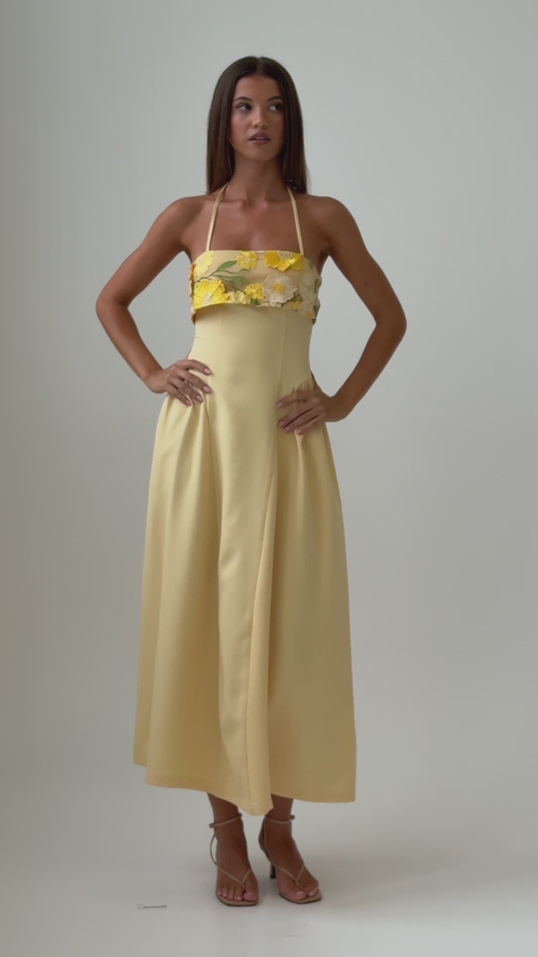 Sunbeam Kiss Foldover Floral Bust Maxi Dress Butter