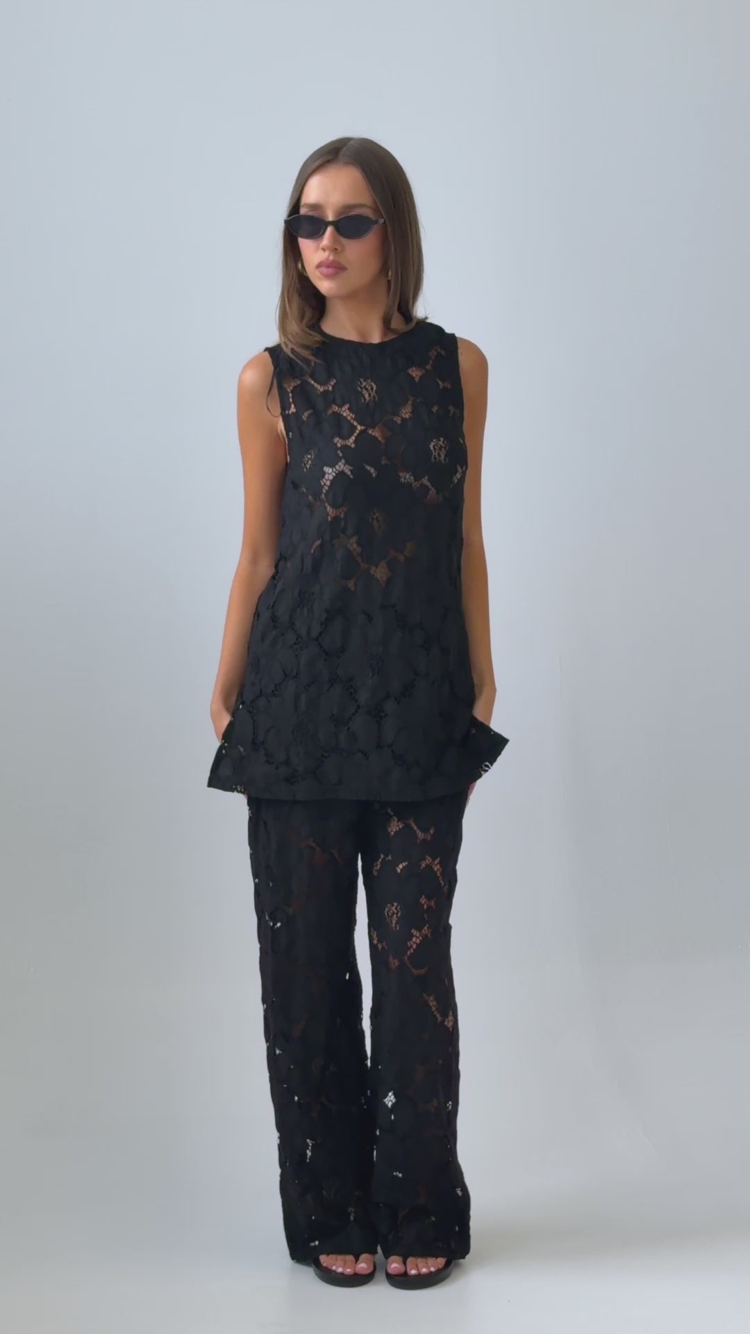 Belmara 3D Floral Lace Top Black
