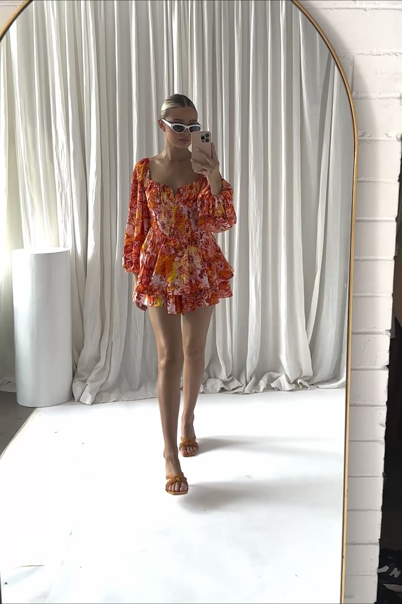 Evanice Shirred Waist Romper Floral Yellow