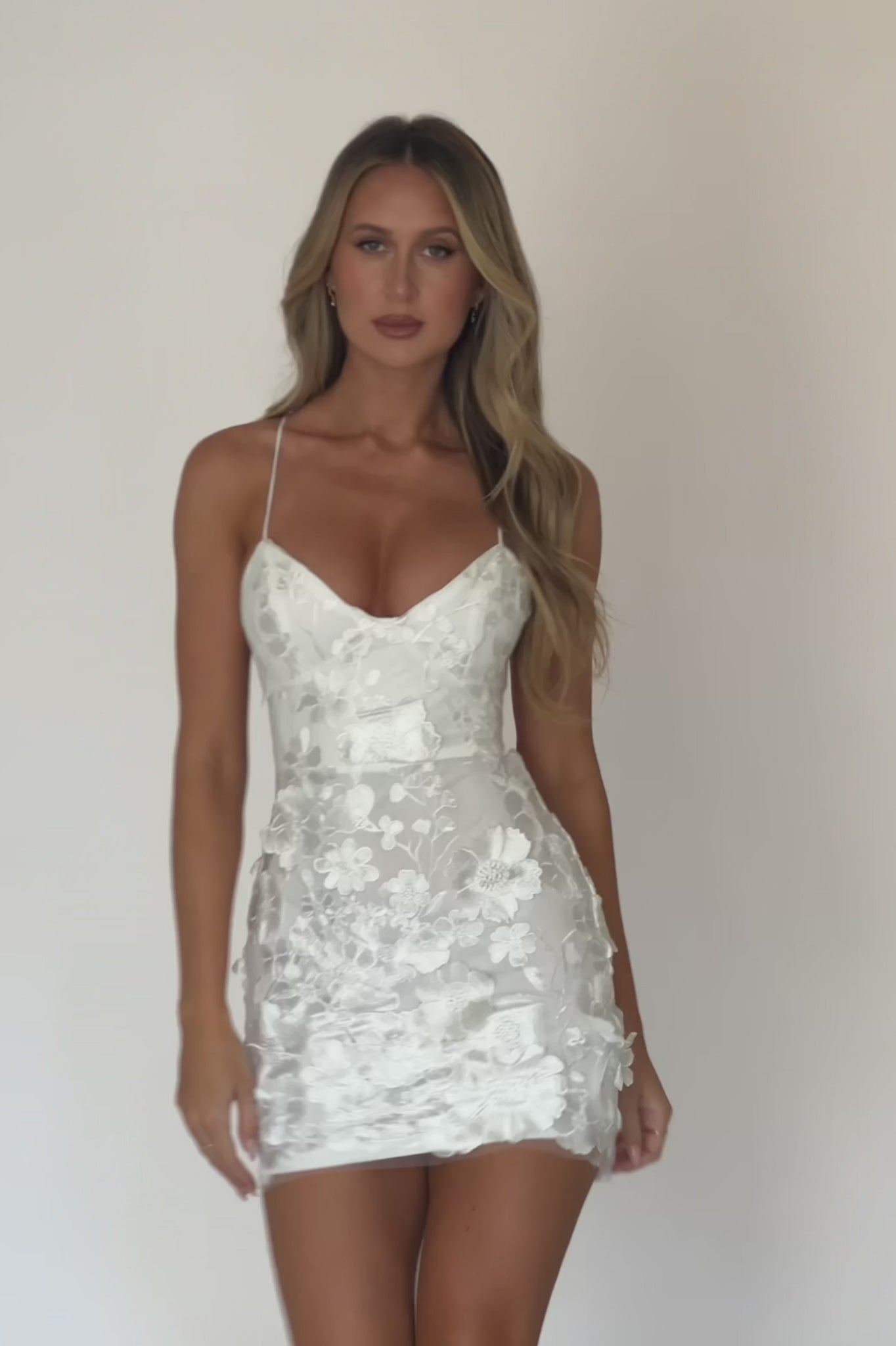 Butterfly Feelings Embellished Mini Dress White