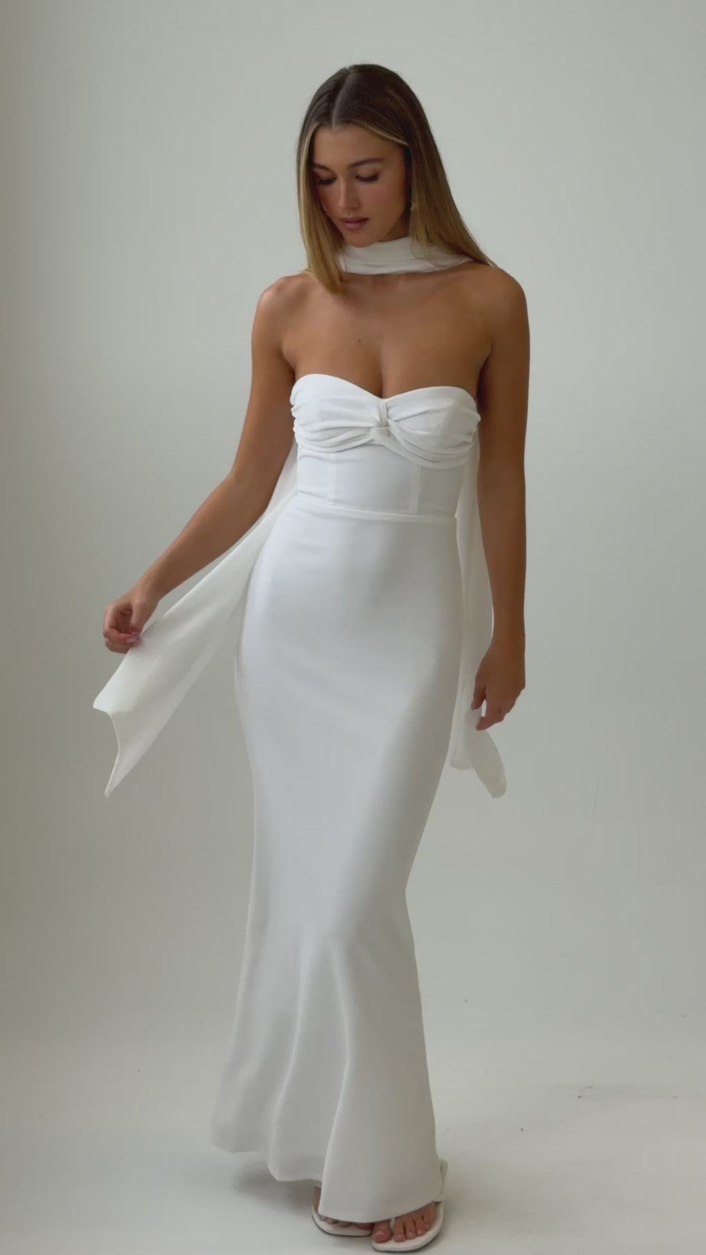 Of The Night Twist Bust Maxi Dress White