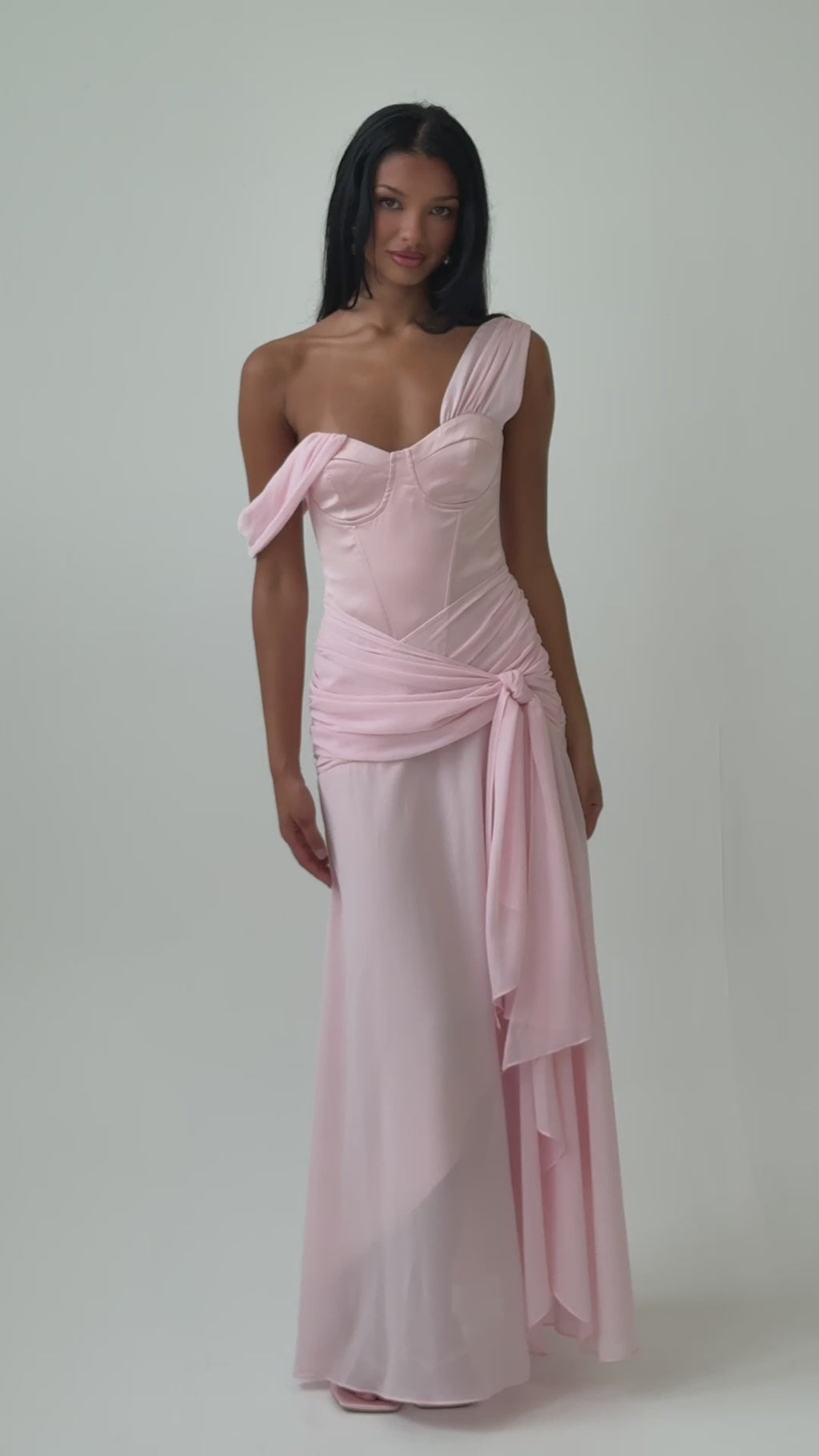 Keia Waist Sash Maxi Dress Powder Pink