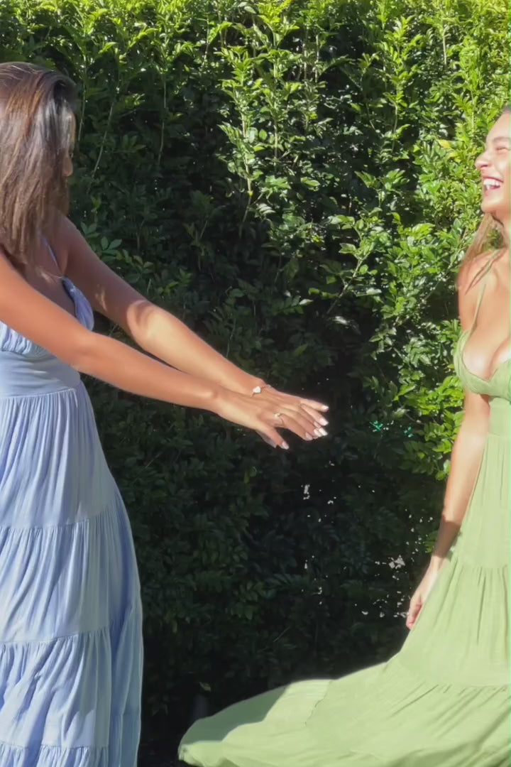 Neptune Cut Out Back A-Line Maxi Dress Sage