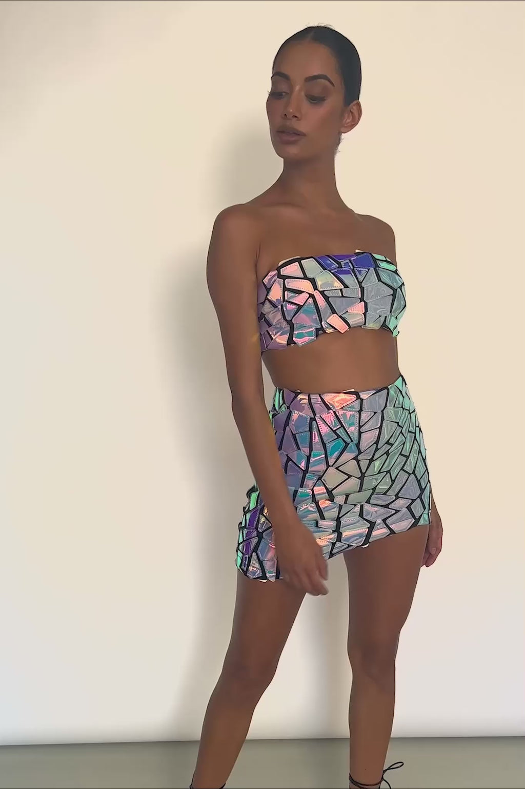 El Camino Mosaic Mini Skirt Silver