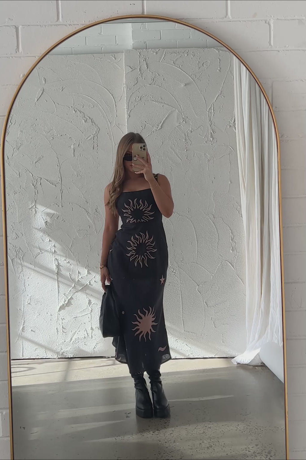 Coucou Square Neckline Midi Dress Celestial Print