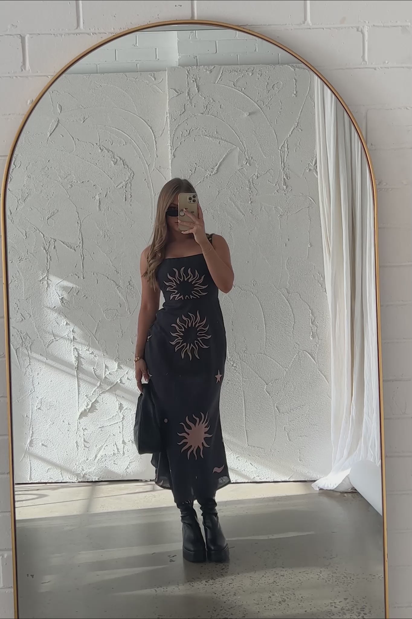 Coucou Square Neckline Midi Dress Celestial Print