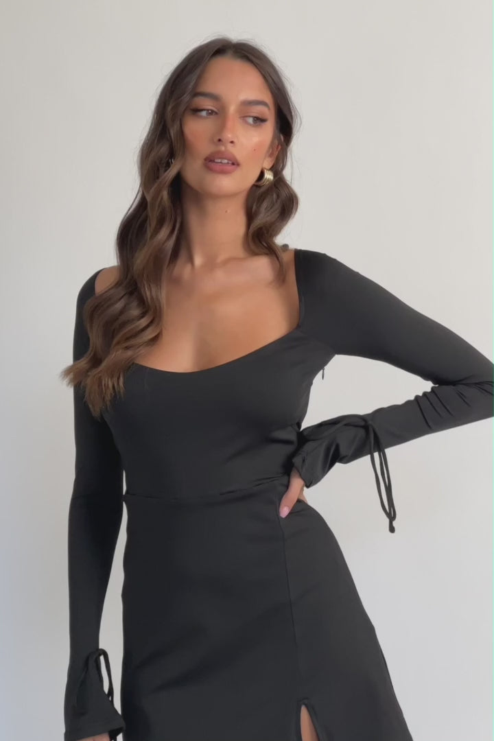 Safe Keeping Long Sleeve Mini Dress Black