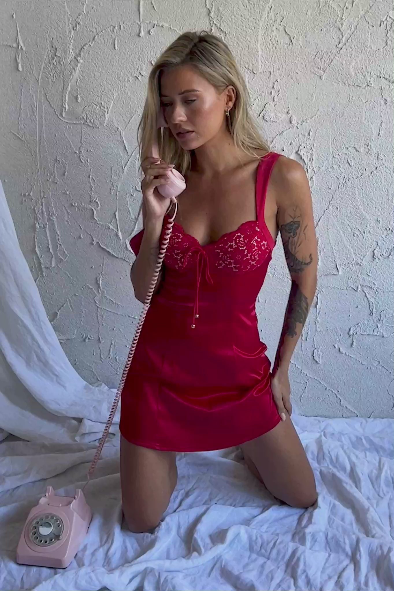 Ti Amo Lace Bust Mini Dress Red