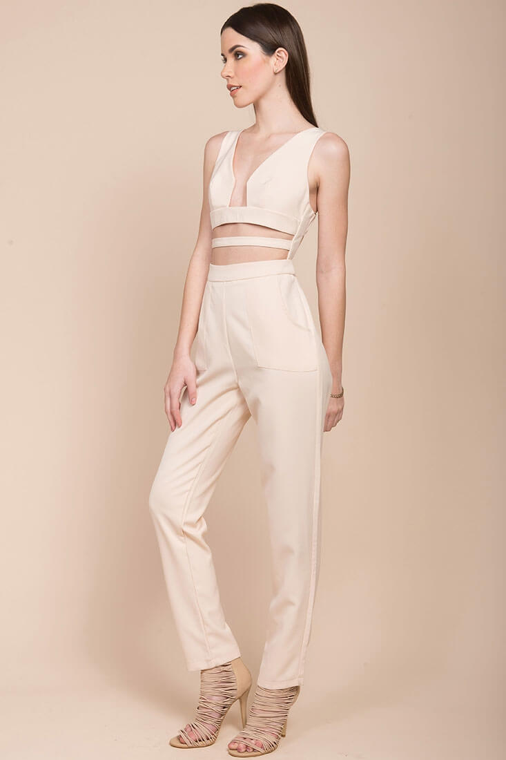 Beverly Cut Out Dressy Jumpsuit Blush by Selfie Leslie