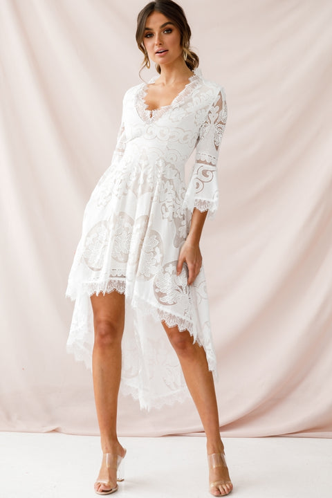 white christmas dresses A-Line Ruched V-Neck Short Sleeves High Low Chiffon Dusty Rose Bridesmaid Dresses main image 1