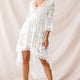 Chantilly High-Low Bell Sleeve Dress White