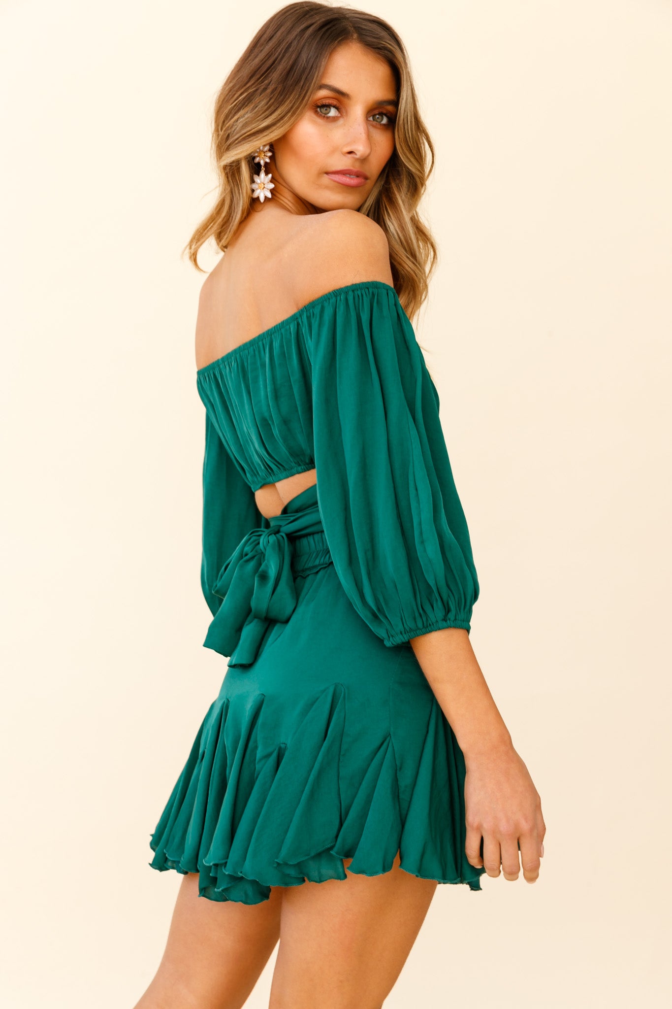 Robyn Flounce Mini Skirt Forest Green by Selfie Leslie