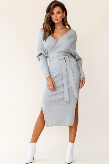 Cameo Batwing Knit Dress Animal Print Beige