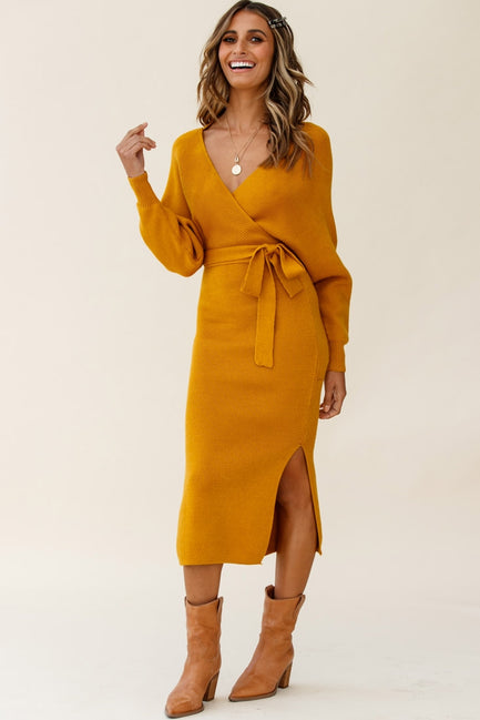 Cameo Batwing Knit Midi Dress Rose